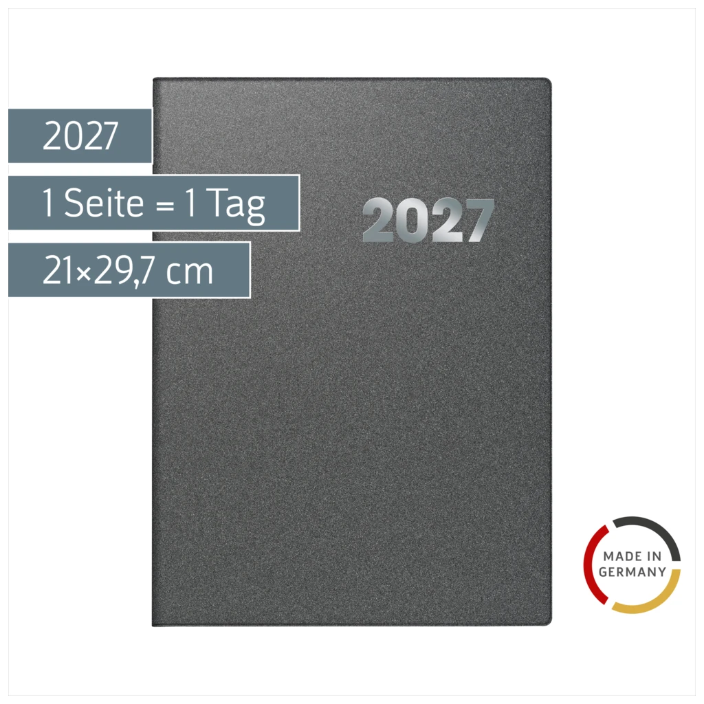 Buchkalender Mod. 789 2027 | A4, Kunststoff, grau