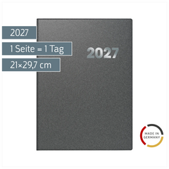 Buchkalender Mod. 789 2027 | A4, Kunststoff, grau
