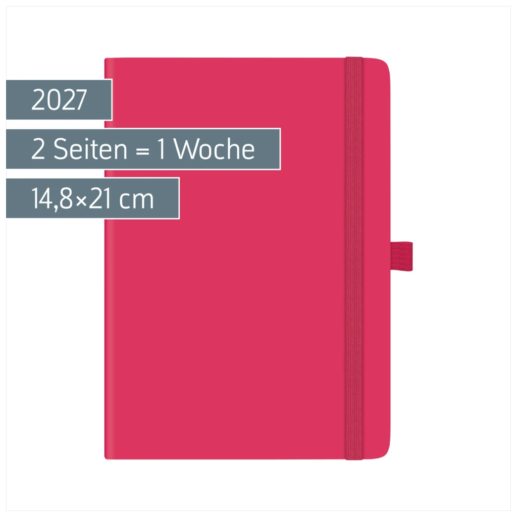 Buchkalender Kompagnon Mod. 791 66 2027 | A5, Kunststoff, pink