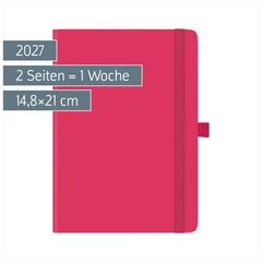 Buchkalender Kompagnon Mod. 791 66 2027 | A5, Kunststoff, pink