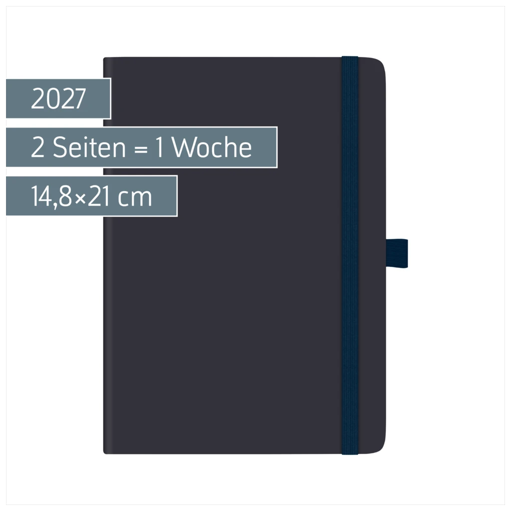 Buchkalender Kompagnon Mod. 791 66 2027 | A5, Kunststoff, dunkelblau