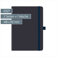 Buchkalender Kompagnon Mod. 791 66 2027 | A5, Kunststoff, dunkelblau