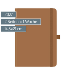 Buchkalender Kompagnon Mod. 791 66 2027 | A5, Kunststoff, braun