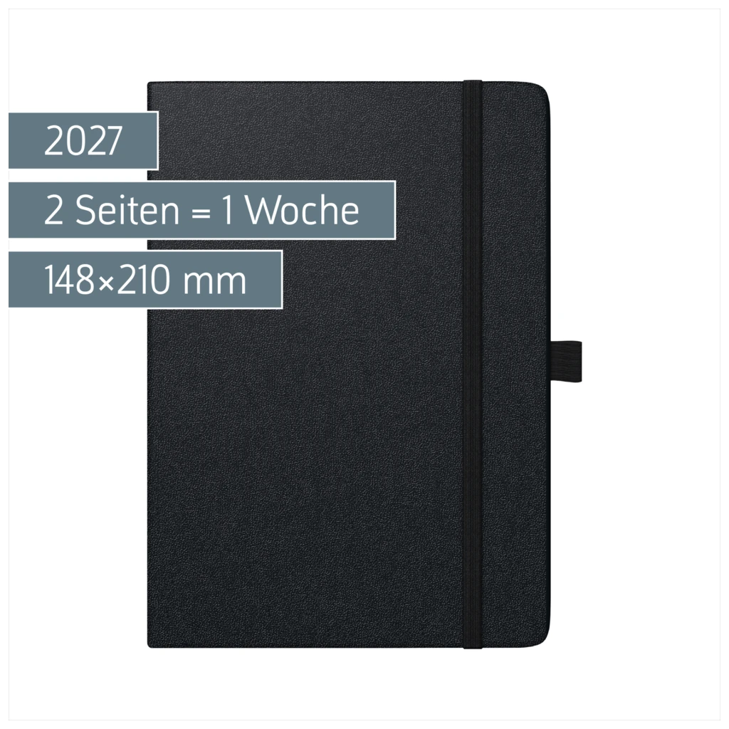Buchkalender Kompagnon Mod. 791 66 2027 | A5, Kunststoff, schwarz