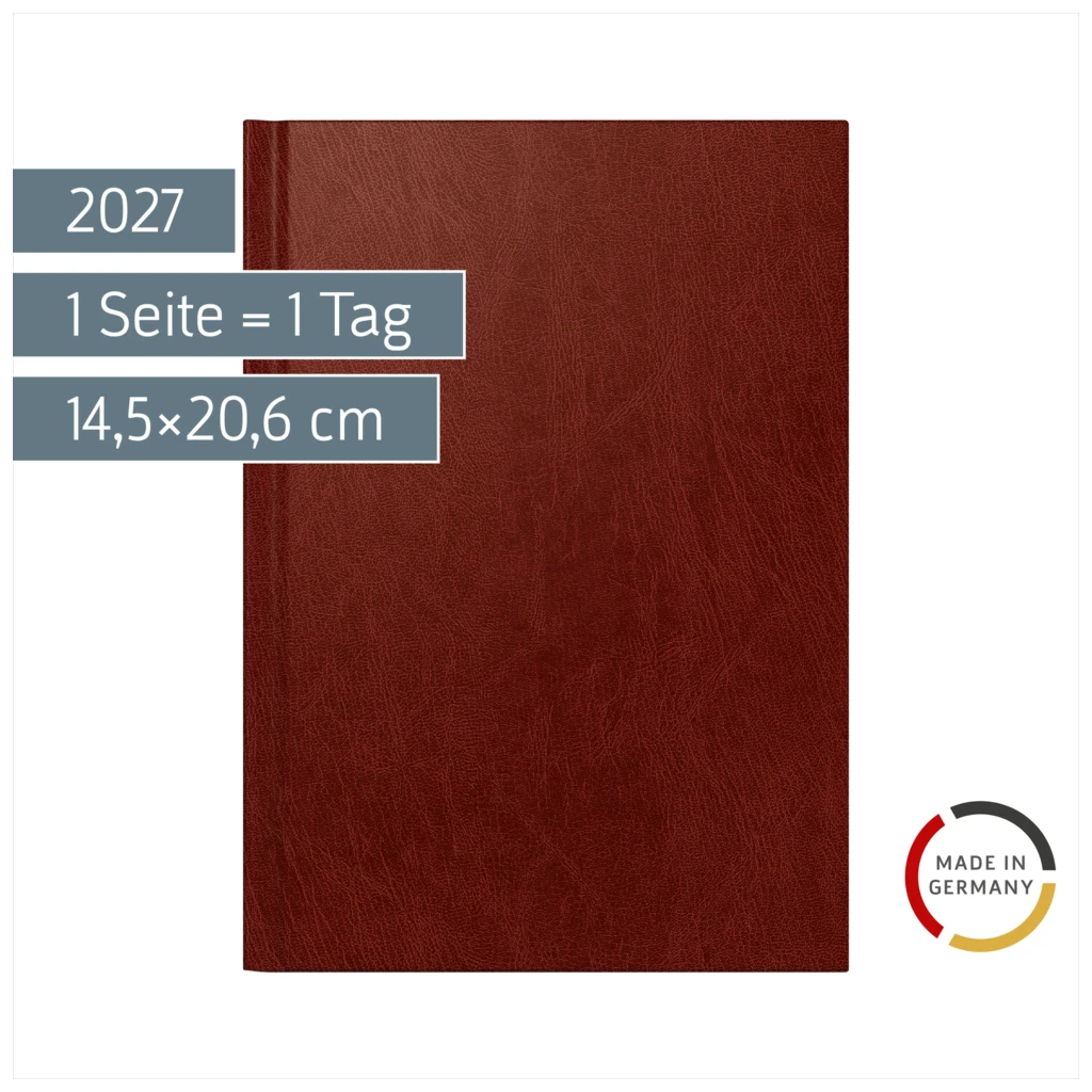 Buchkalender Mod. 795 2027 | A5, Kunststoff, weinrot