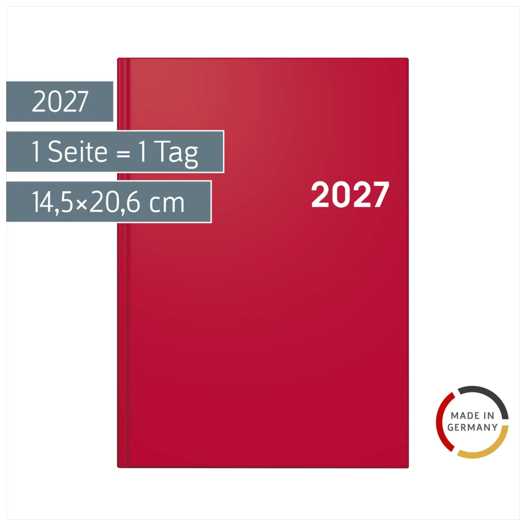 Buchkalender Colour Line Mod. 795 2027 | A5, Kunststoff, rot