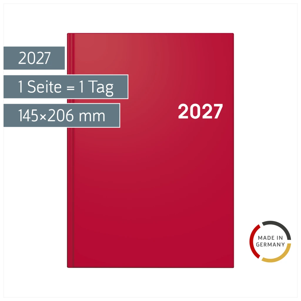 Buchkalender Colour Line Mod. 795 2027 | A5, Kunststoff, rot