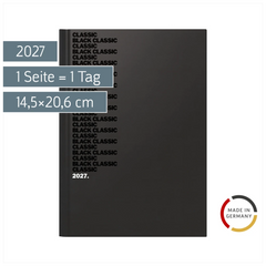 Buchkalender Mod. 795 2027 „Black Classic“ | A5, Kunststoff