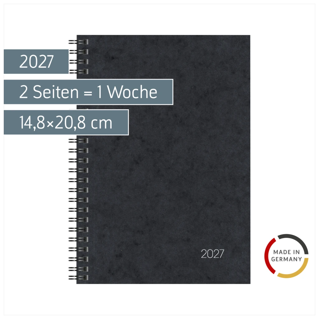 Buchkalender Mod. 796 2027 | A5, Karton, schwarz