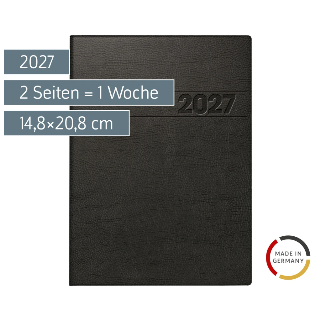 Buchkalender Mod. 796 2027 | A5, Kunststoff, schwarz