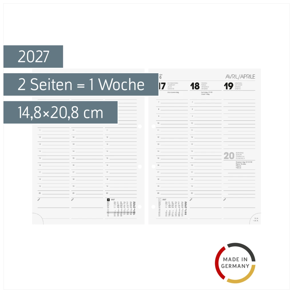Wochen-Ersatzkalendarium Mod. 796 2027 | 14,8×20,8 cm