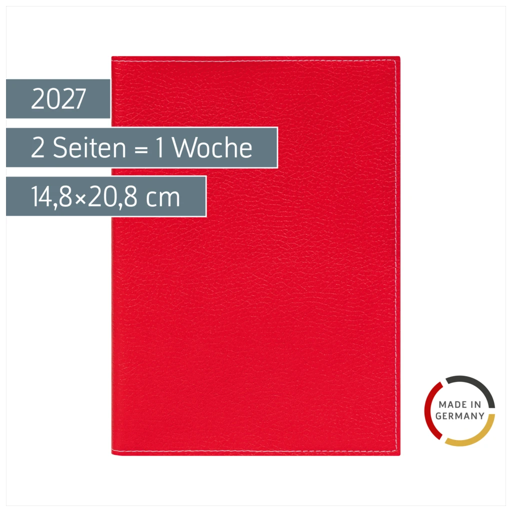 Buchkalender Mod. 796 2027 | A5, Kunstleder, rot