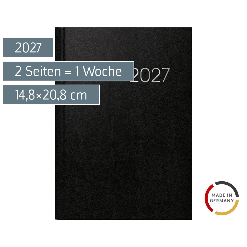 Buchkalender Mod. 796 2027 | A5, Kunststoff, schwarz