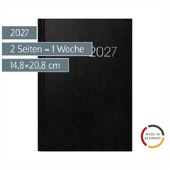 Buchkalender Mod. 796 2027 | A5, Kunststoff, schwarz