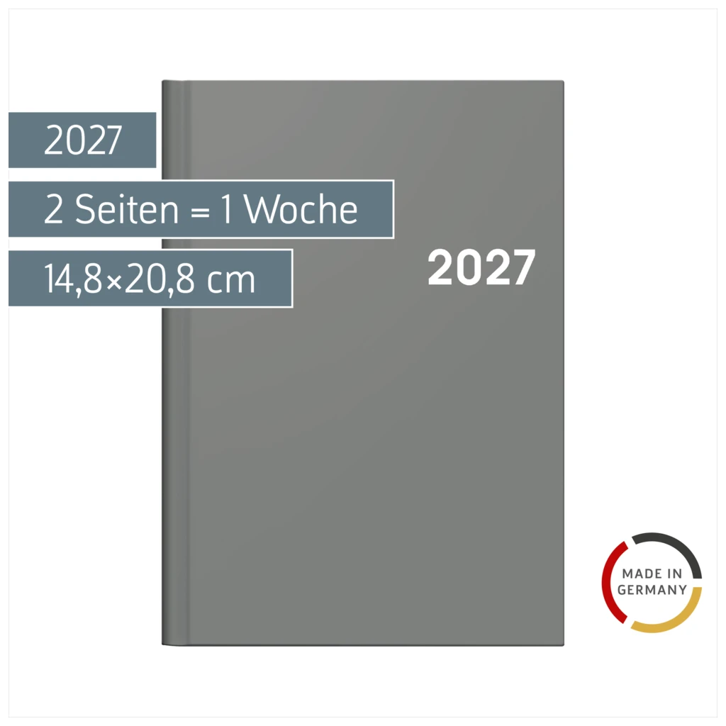 Buchkalender Colour Line Mod. 796 2027 | A5, Kunststoff, grau