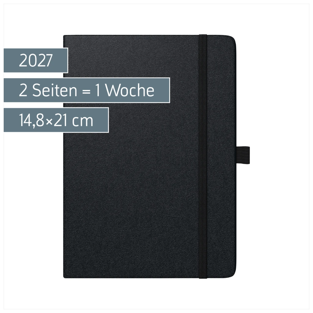 Buchkalender Kompagnon Mod. 796 66 2027 | A5, Kunststoff, schwarz