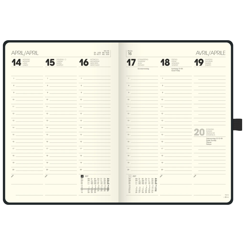 Buchkalender Kompagnon Mod. 796 66 2027 | A5, Kunststoff, schwarz