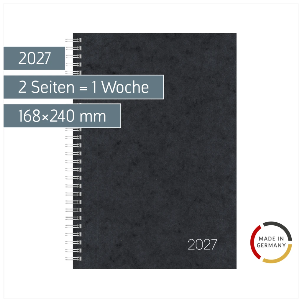 Buchkalender Mod. 797 2027 | 168×240 mm, Karton, schwarz