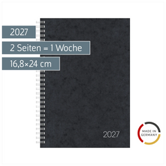 Buchkalender Mod. 797 2027 | 16,8×24 cm, Karton, schwarz