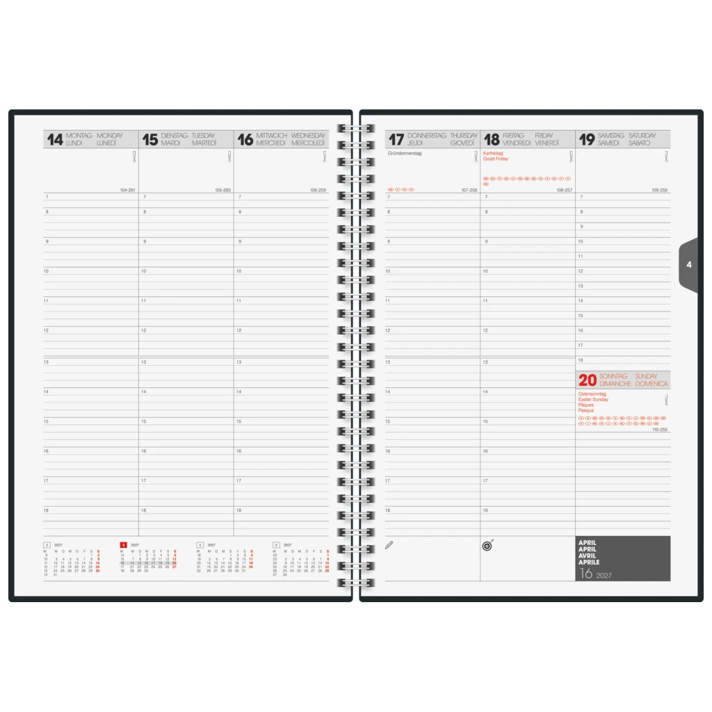 Buchkalender Mod. 797 2027 | 16,8×24 cm, Karton, schwarz