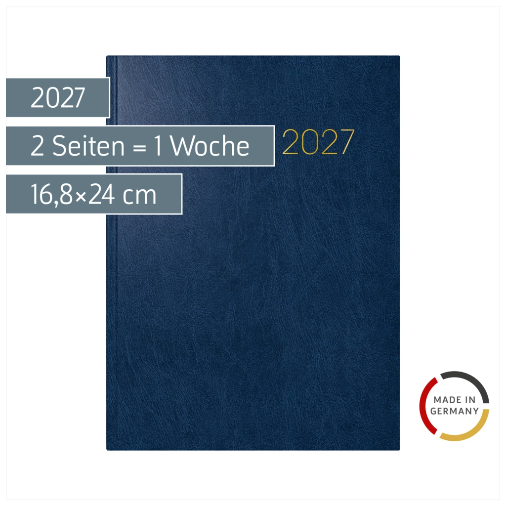 Buchkalender Mod. 797 2027 | 16,8×24 cm, Kunststoff, blau