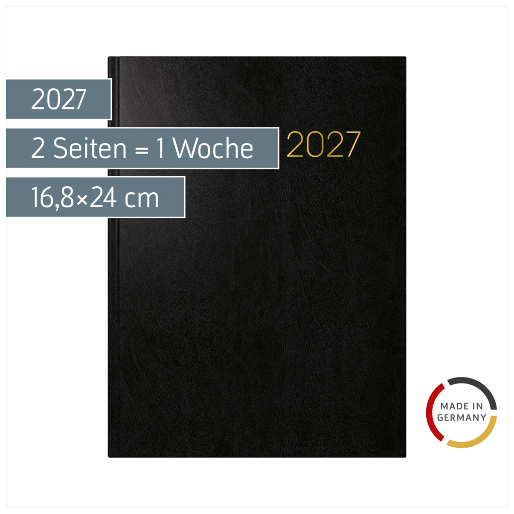 Buchkalender Mod. 797 2027 | 16,8×24 cm, Kunststoff, schwarz