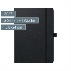 Buchkalender Kompagnon Mod. 797 66 2027 | 16,8×24 cm, Kunststoff, schwarz