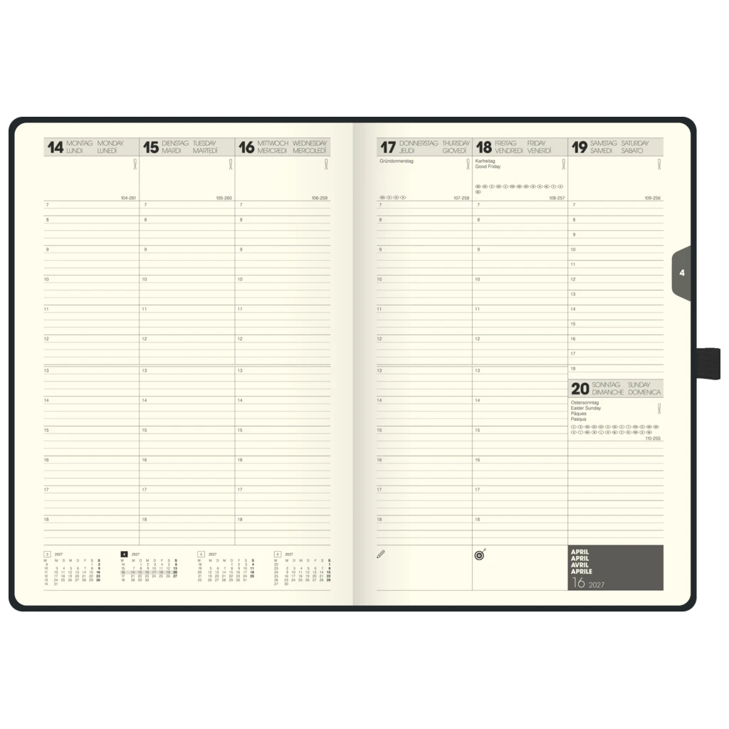 Buchkalender Kompagnon Mod. 797 66 2027 | 16,8×24 cm, Kunststoff, schwarz
