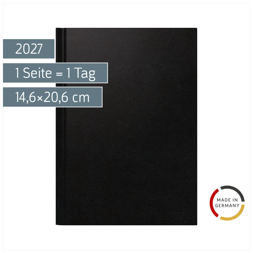 Buchkalender Mod. 798 2027 | A5, Kunststoff, schwarz