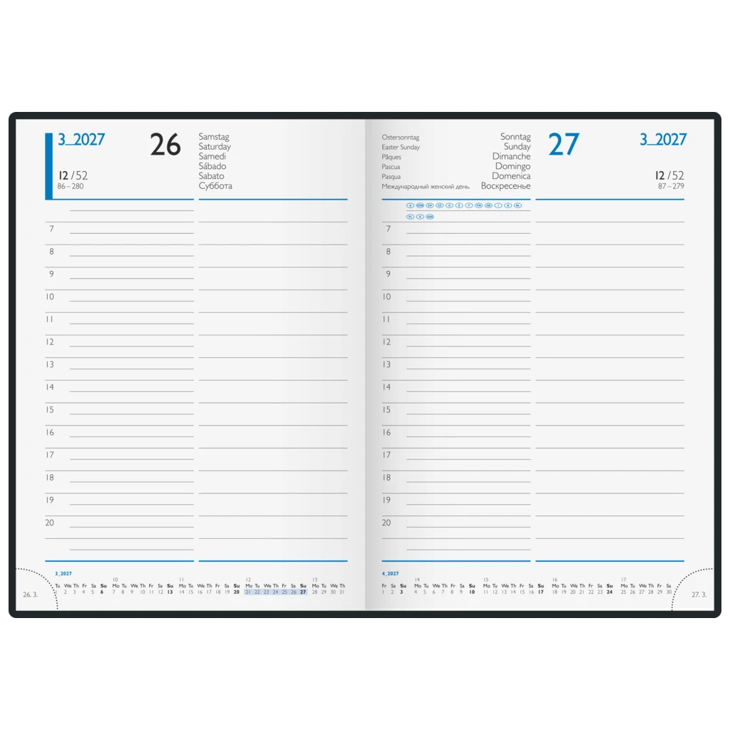 Buchkalender Mod. 798 2027 | A5, Kunststoff, schwarz