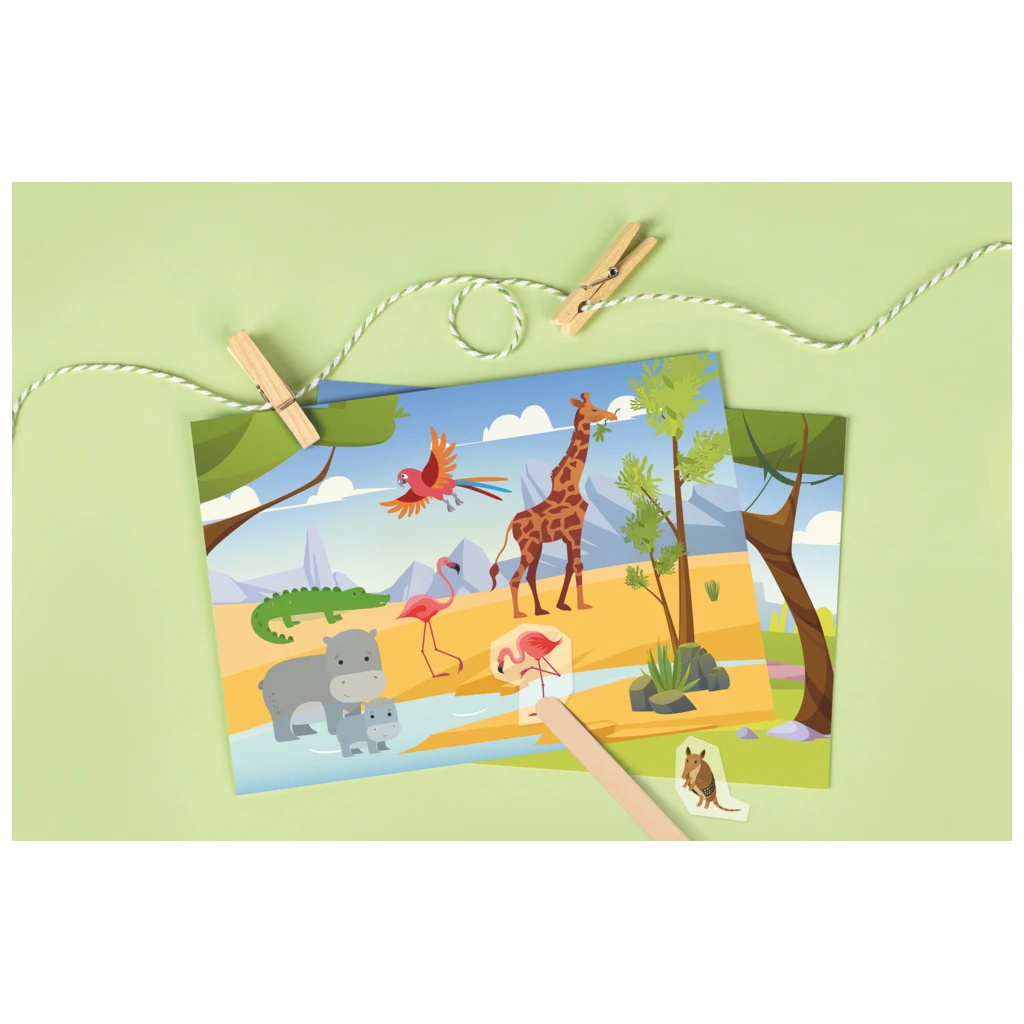 Rubbelsticker Karten-Set „Zootiere“ | 160×120 mm, bunt