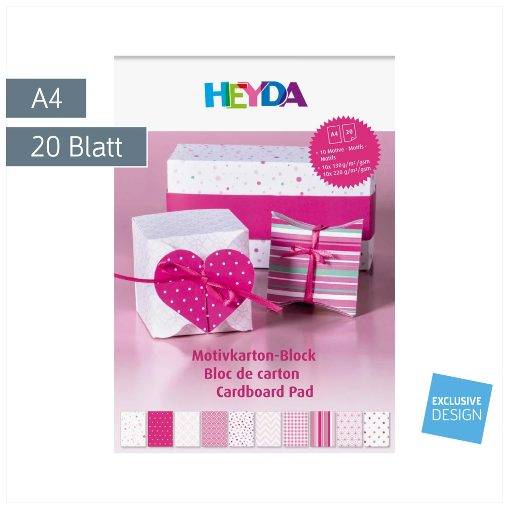 Motivkarton-Block | A4, 20 Blatt, pink