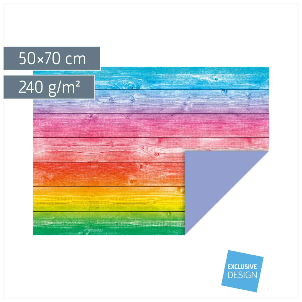 Motivkarton „Colourful Wood“ | 50×70 cm, 240 g/m², bunt