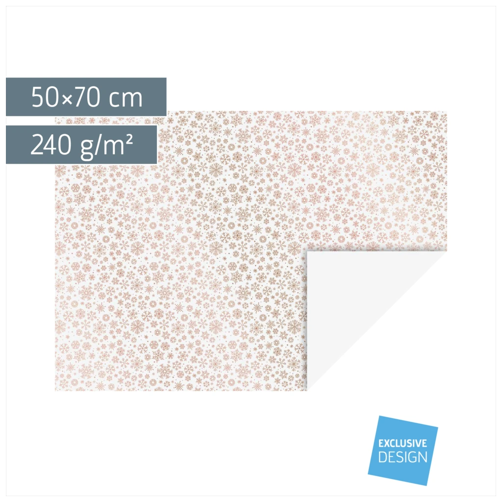Motivkarton „Kristalle“ | 50×70 cm, 240 g/m², weiß/roségold glänzend