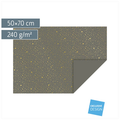 Motivkarton „Sterne“ | 50×70 cm, 240 g/m², anthrazit/gold glänzend