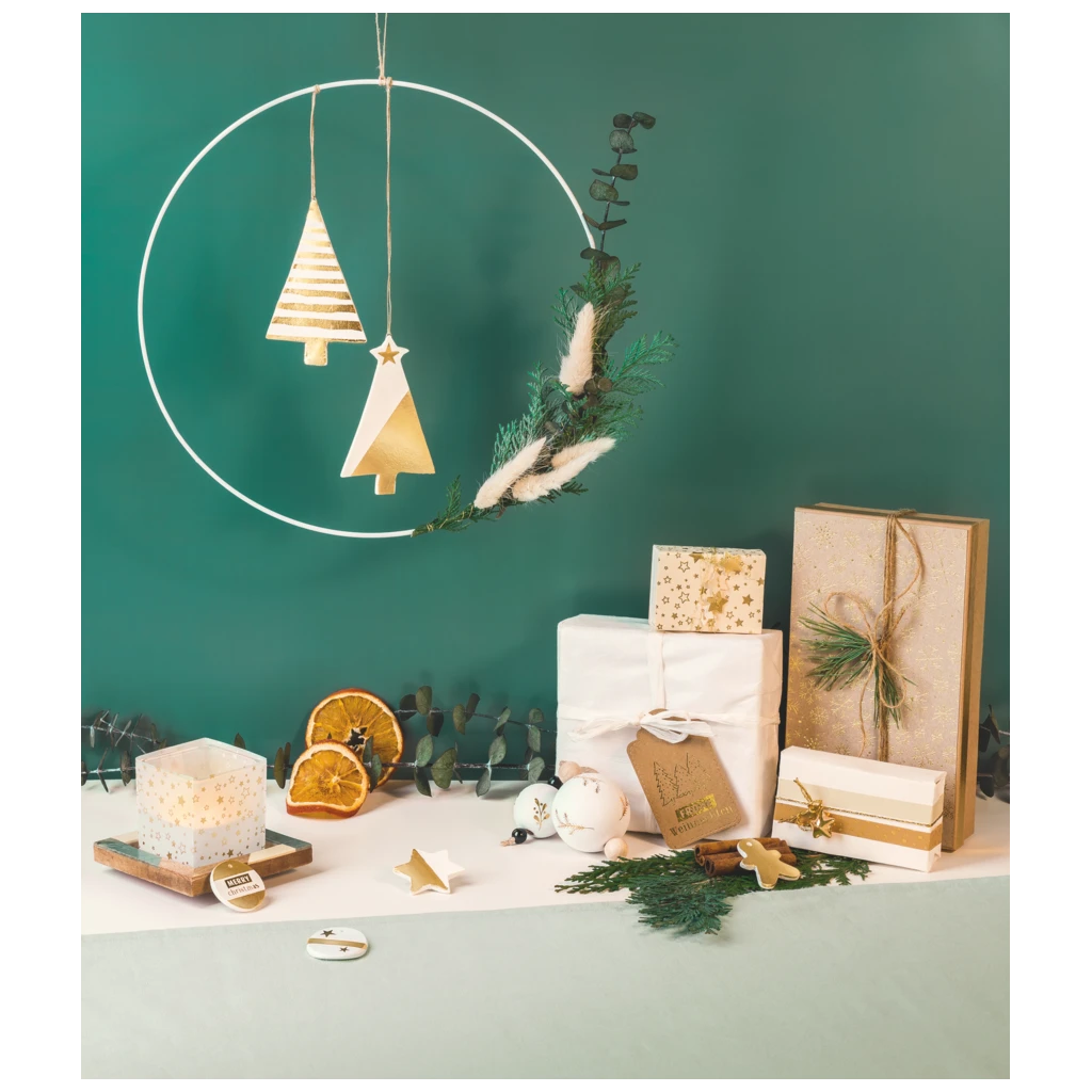Motivkarton „Sterne“ | A4, 240 g/m², creme/gold glänzend