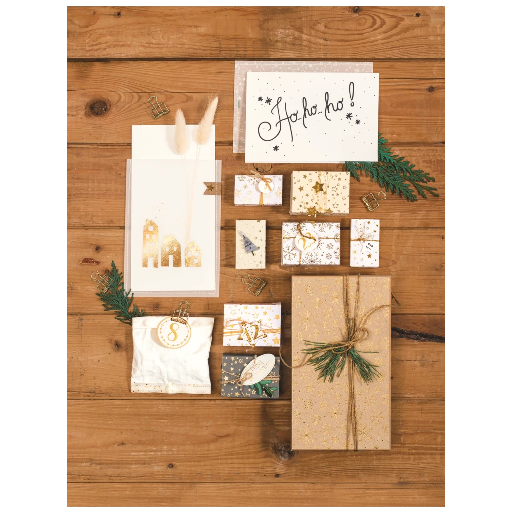 Motivkarton „Sterne“ | A4, 240 g/m², creme/gold glänzend