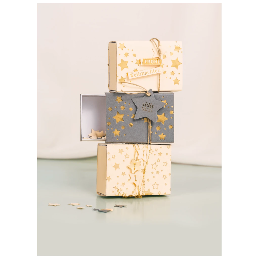 Motivkarton „Sterne“ | A4, 240 g/m², creme/gold glänzend