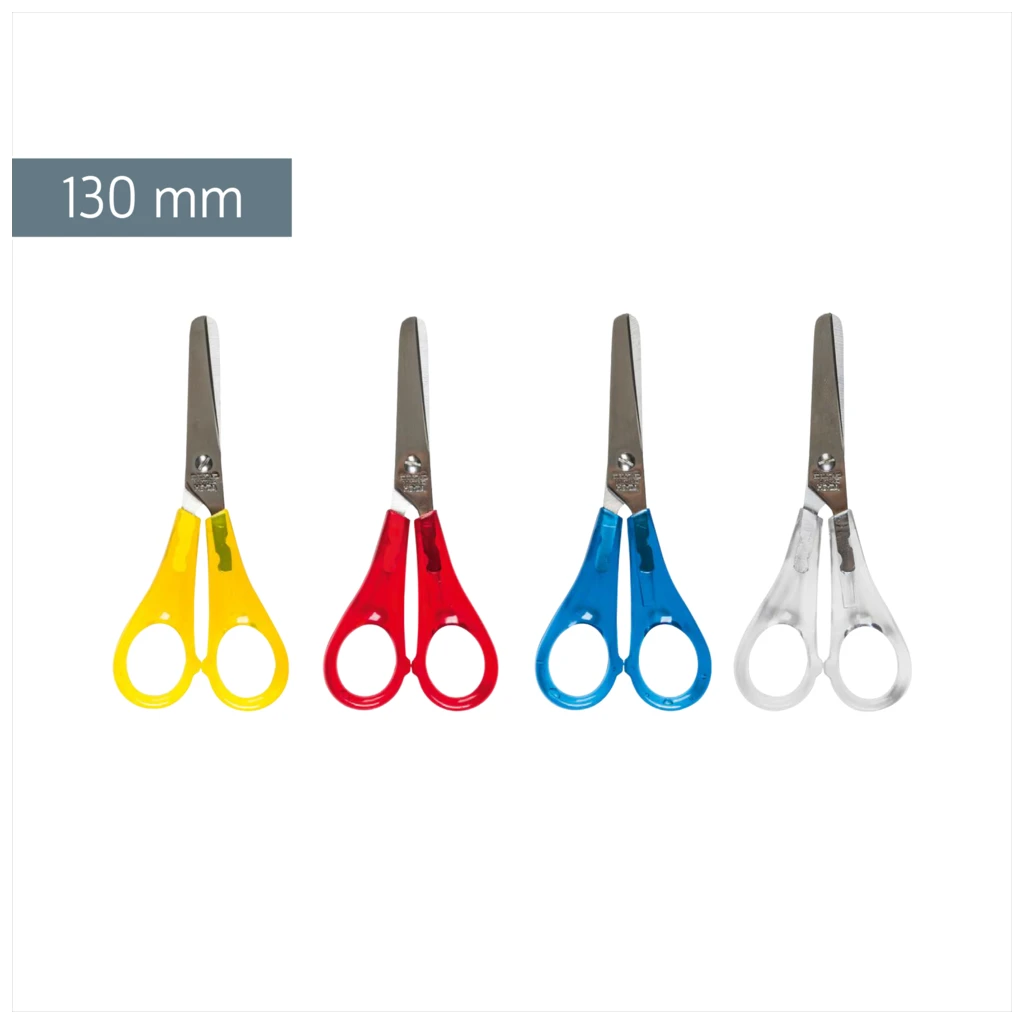 Kinderschere | abgerundet, 130 mm, sortiert, blau, gelb, rot, transparent