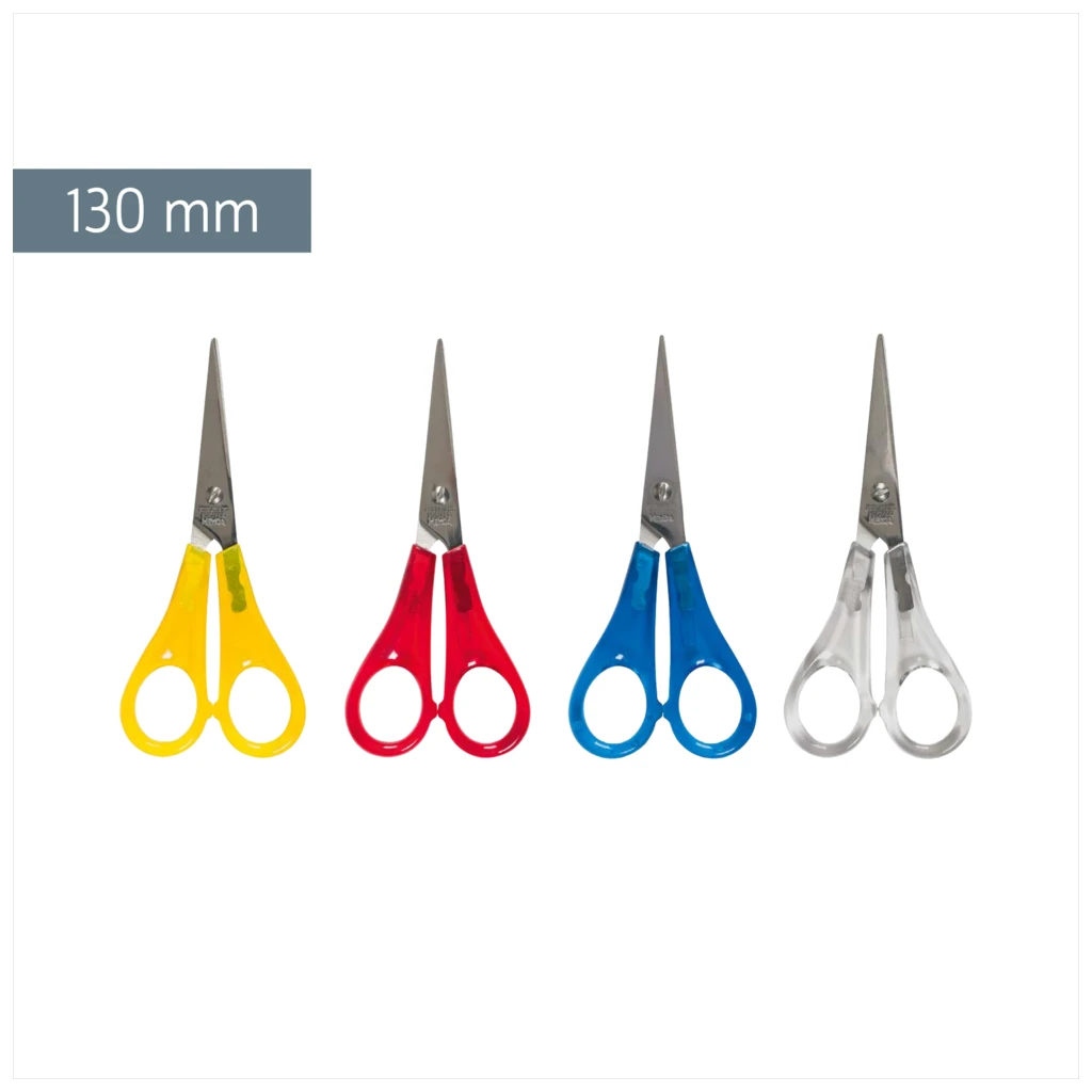 Kinderschere | spitz, 130 mm, sortiert, blau, gelb, rot, transparent