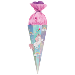 Schultüten-Rohling Zuschnitt | 69 cm, 400 g/m², silber irisierend