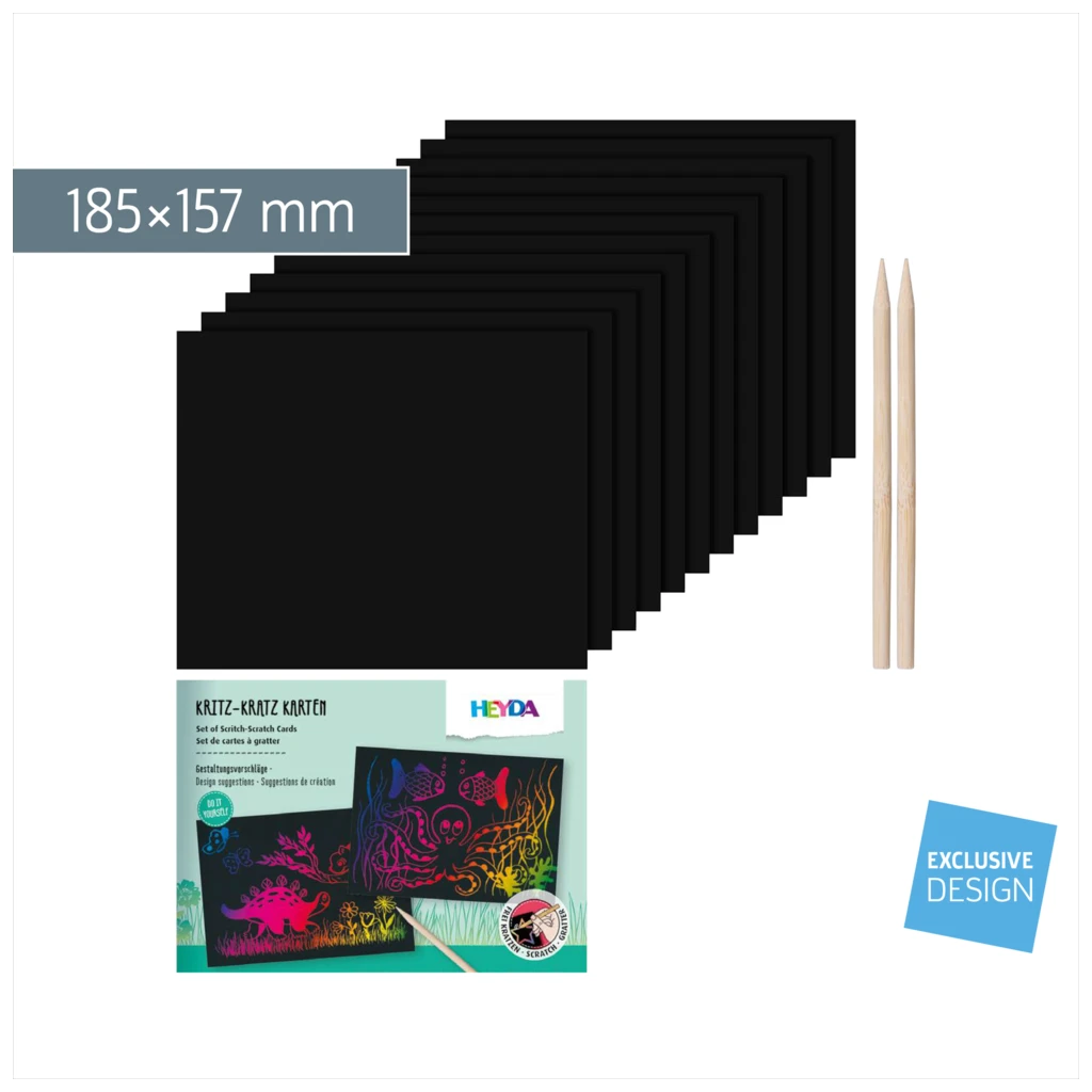 Kritz-Kratz Karten-Set | 185×157 mm, regenbogen