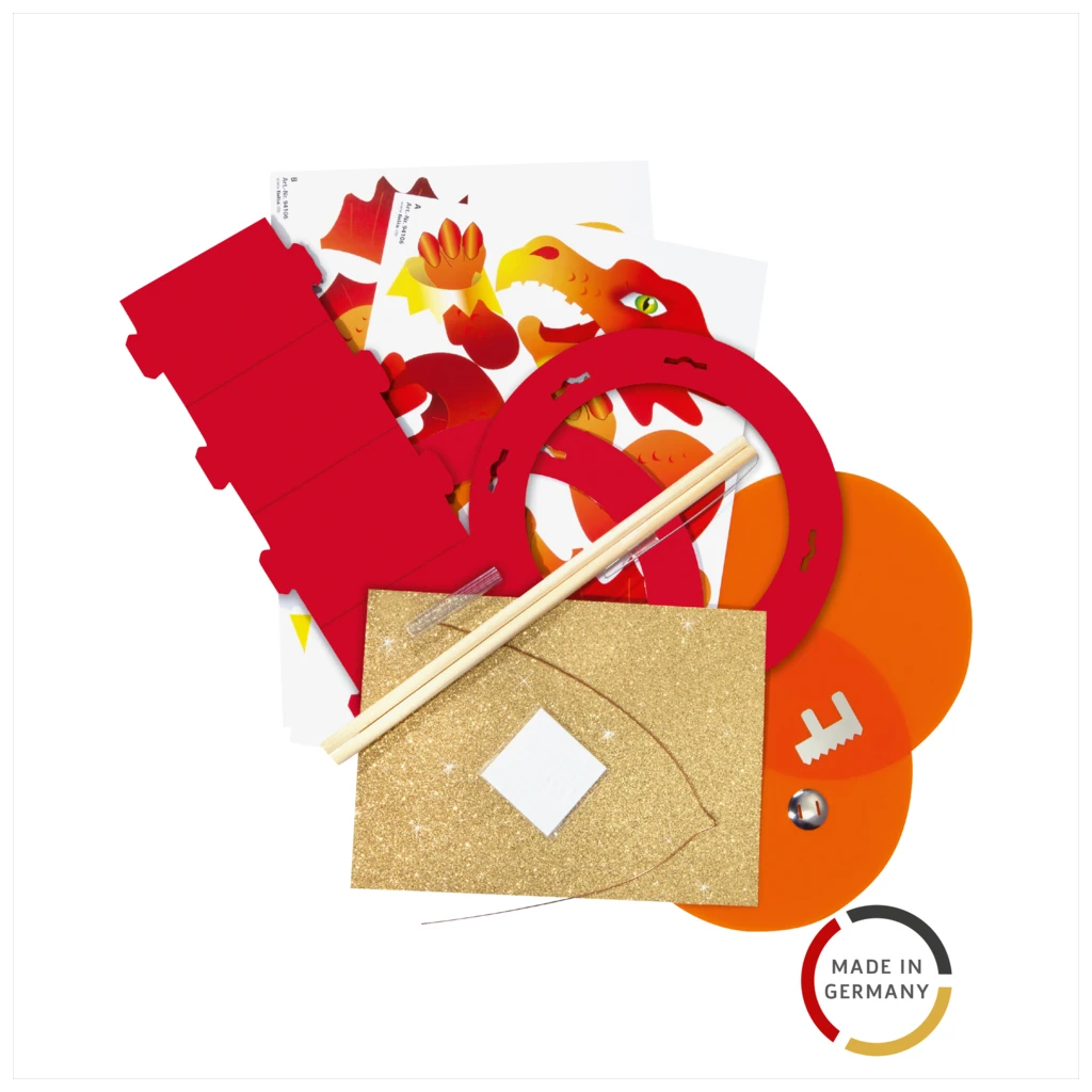 Laternen-Bastel-Set „Drache“ | orange/rot