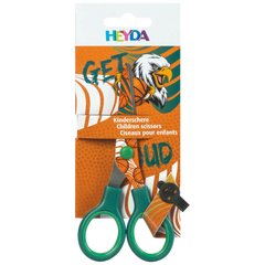 Kinderschere Sporty Animals mit Motivdruck | abgerundet, orange/grün