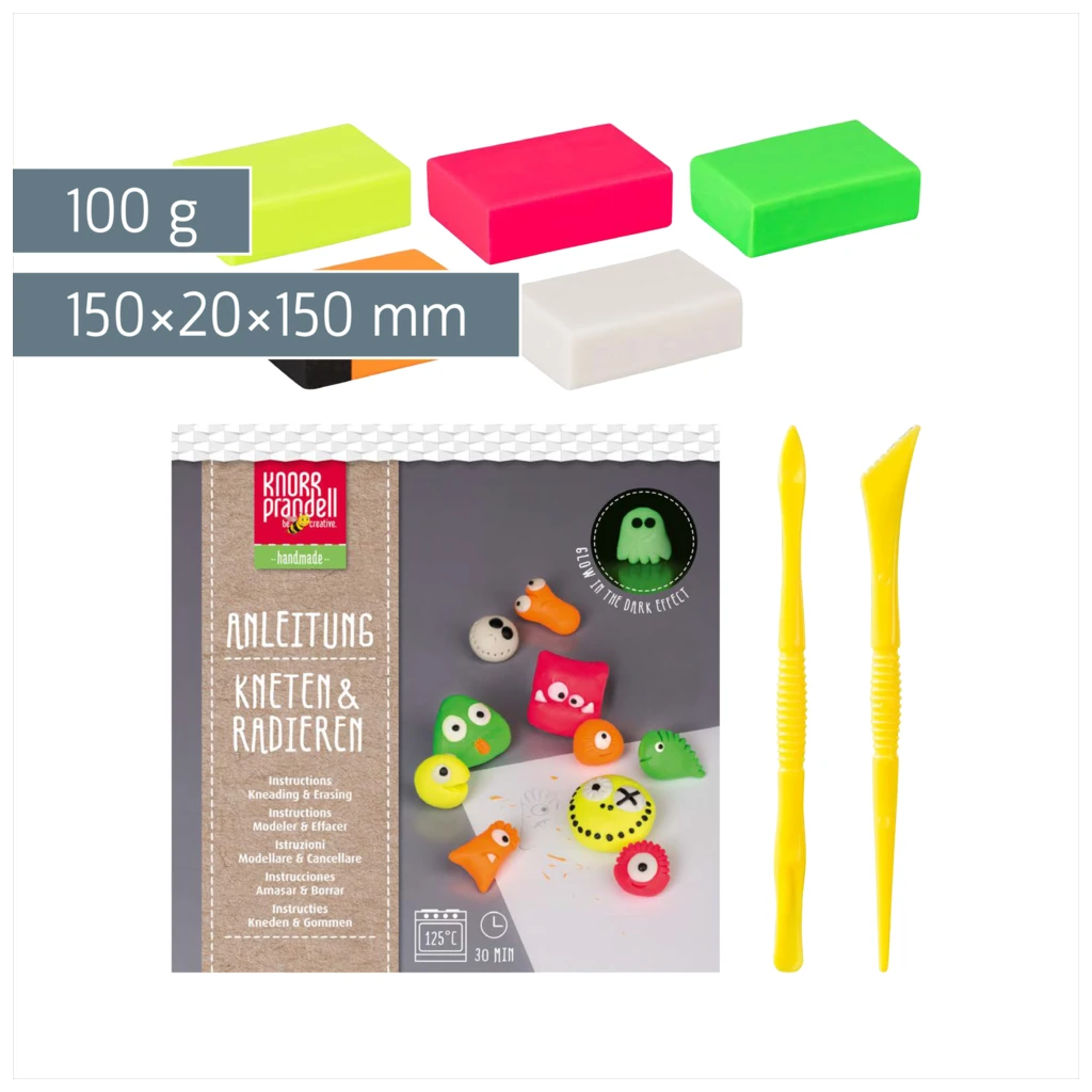 Bastel-Set Kneten & Radieren „Crazy Neon“ | 100 g