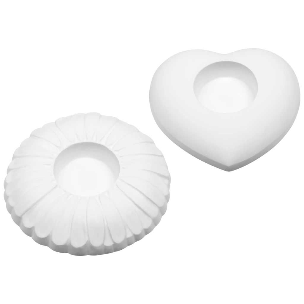 Gießform „Herz, Blume“ Kerzenhalter | 105-115 mm, weiß