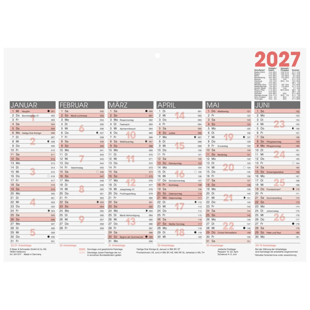 Tafelkalender 2027 | A4 quer