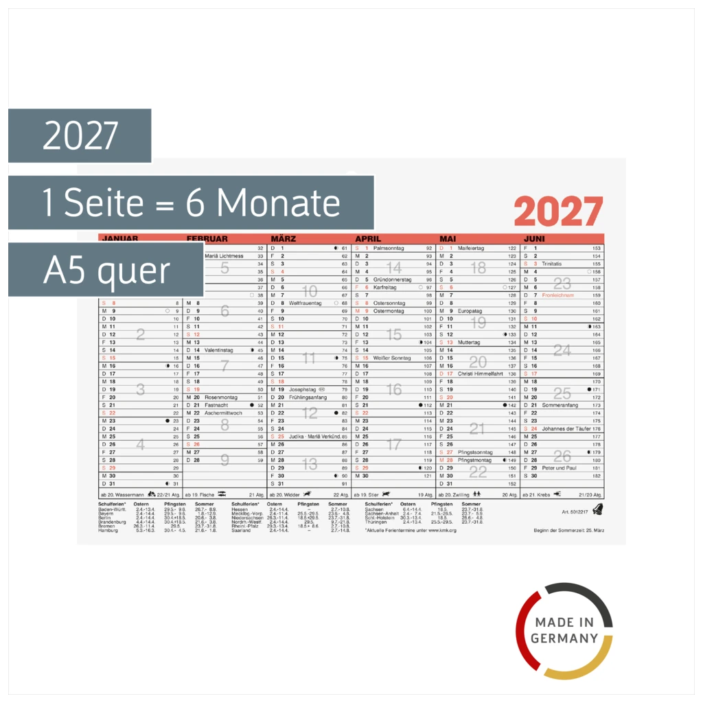 Tafelkalender 2027 | A5 quer