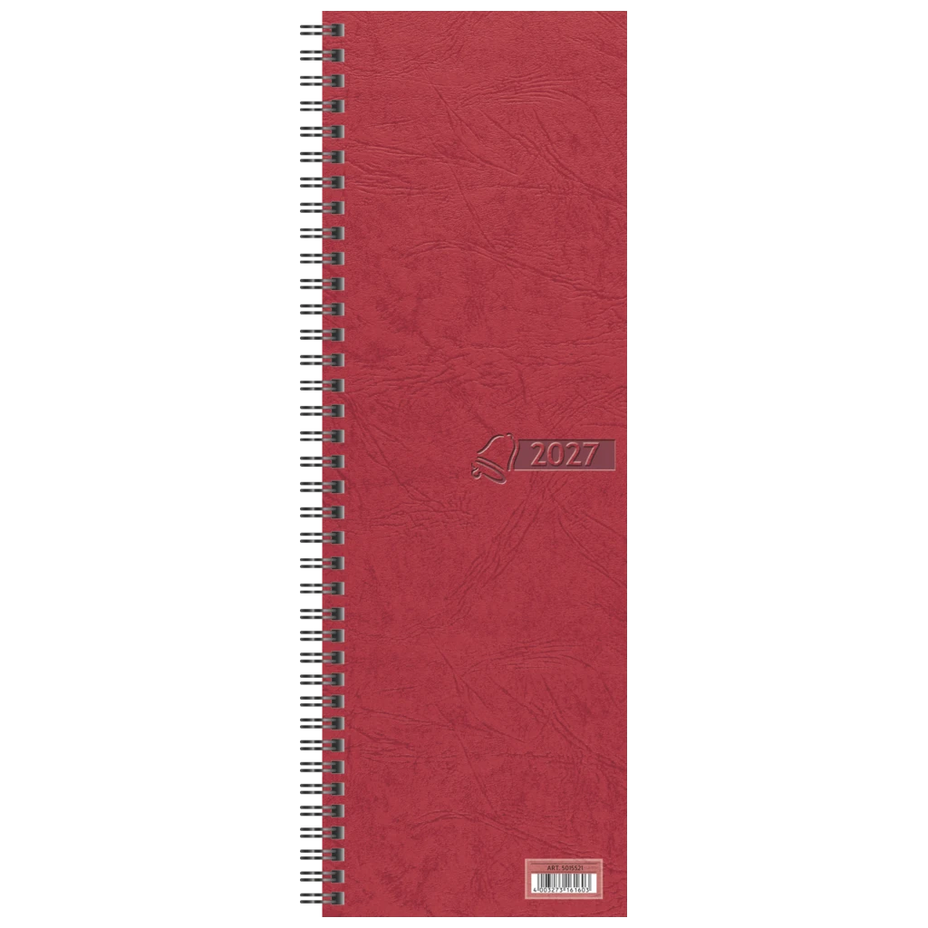 Vormerkbuch 2027 | 10×29,6 cm, Karton, rot