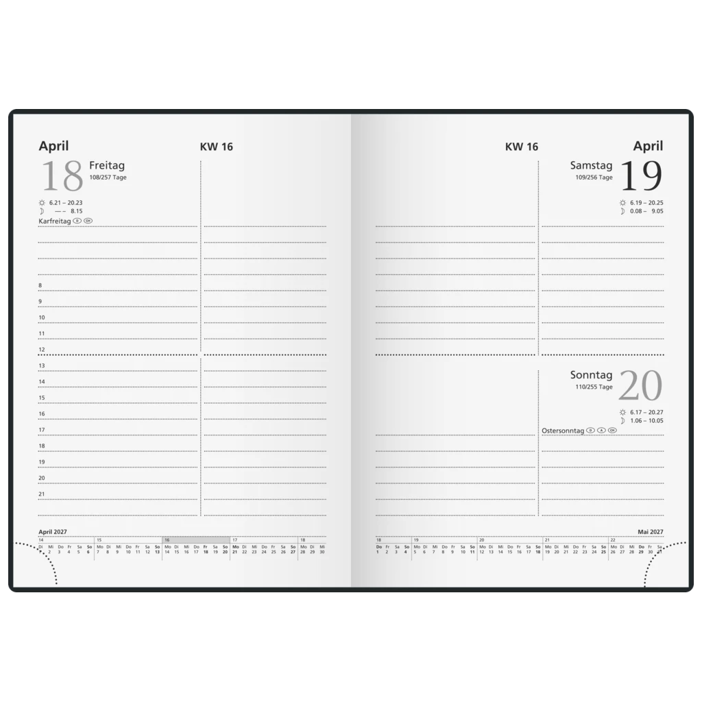 Taschenkalender 2027 | A6, Kunststoff, schwarz